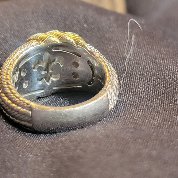 Judith Ripka Sterling Silver and Gold Textured Ring - Picture 2 of 5